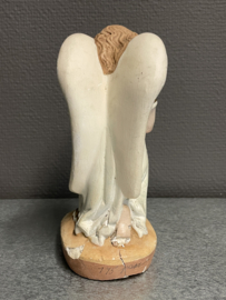 Kniel engelen, gips, set van twee, 19 cm jaren 50 (8)