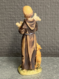 Heiligenbeeld  Franciscus van Assisi 7.5 cm resin, vuistbeeldje, (10)