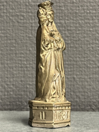 Heiligenbeeld Maria met kind (vuistbeeldje), koper 10 cm hoog (3)