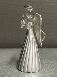Kerst (-boom) Engel, glas, zilverkleurig, 9 cm, met kaars (9)
