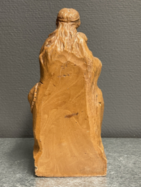 Heiligenbeeld Maria met kind, gips, lijkt op hout, 24 cm, (8)