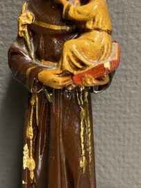 Heiligenbeeld Antonius van Padua, gips, ca. 1950 beeld 17 cm, (3)