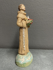 Heiligenbeeld  Franciscus van Assisi met duiven resin, 18cm (4)