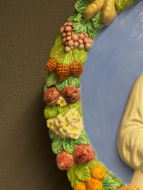 Italiaans porseleinen wandmedaillon – Maria met Kind