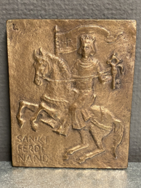 Ferdinand III van Castilië, bronzen plaquette,  12 x 10 cm. (7)