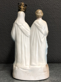 Heiligenbeeld heilige Familie, biscuit porselein, 1900, verguld kroontje, 15 cm (2)