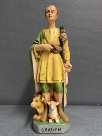 Heiligenbeeld Gratianus, gips, 26 cm. (G)