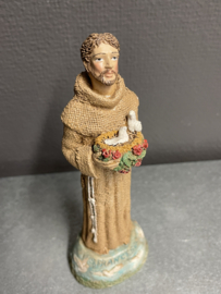 Heiligenbeeld  Franciscus van Assisi met duiven resin, 18cm (4)