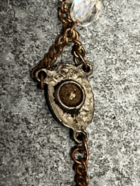 Antieke rozenkrans, kristal kralen, terra catacombe 47 cm