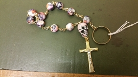 Rozenkrans Irish Penal Rosary, 34cm, glas kraal, Skull.