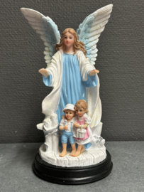 Bescherm engel met kinderen (blauw)