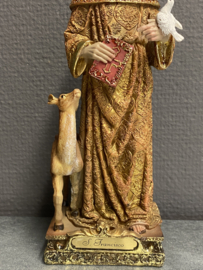 Beeld Heilige Franciscus van Assisi, met hert, 21 cm, resin (3)