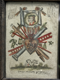 Antieke Katholieke Devotieprent – “Onus meum grave”