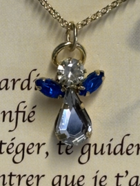 Kristal engel Blauw aan goudkleurige ketting