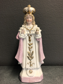 Heiligenbeeld kindje Jezus van Praag 23 cm, biscuit porselein ca. 1880 (2)