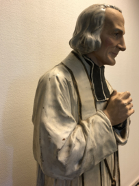 Heiligenbeeld Johannes Maria Vianney, Pastoor van Ars, Gips , 122 CM, Antiek Circa 1900 (België)