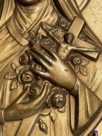 Theresia van Lisieux,  koper, antiek, 22 x 16 cm. (8)