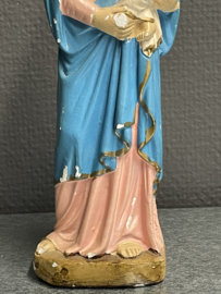 Beeld Heilige Maria met kind, gips, beschadigd, 22 cm (8)
