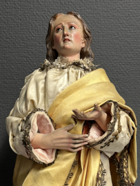 Heiligenbeeld Maria en Maria Magdalena, houten polychroom beelden, 40 cm, ca. 1860 (G)