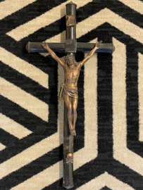 Ebben houten crucifix met koper 50 x 23 cm, antiek (8)