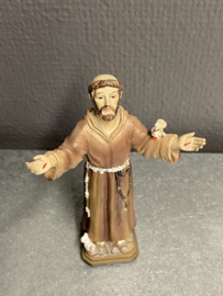 Heiligenbeeld  Franciscus van Assisi, resin, 12 cm (2)