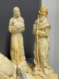Oud Hollandse kerstgroep, gips, 18 cm, 16 delen (T)