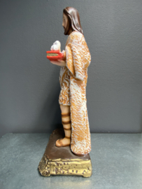 Heiligenbeeld Johannes de Doper, 40 cm hoog met Lam Gods (3)