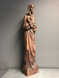 Heiligenbeeld Maria met kind, Eiken hout, Duits, 69 cm (G)