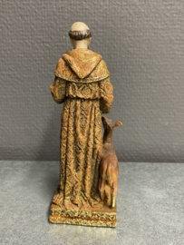 Heiligenbeeld  Franciscus van Assisi met hert, resin, 14 cm (3)