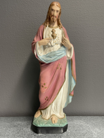 Heiligenbeeld Jezus Heilig Hart 43 cm, gips, 1900 (10)