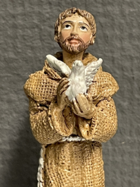 Heiligenbeeld  Franciscus van Assisi met duif, resin, 10cm (10)