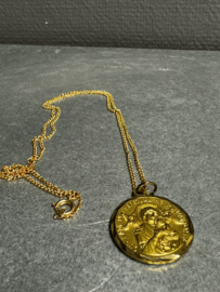 Medaille Maria altijd durende bijstand en paus Paulus VII aan ketting, 33 CM
