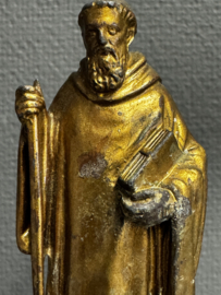 Heilige Benedictus – verguld tinnen beeld, ca. begin 20e eeuw