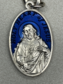 Sleutelhanger Maria O.L.V van Carmel en Jezus Heilig Hart 5 cm, geëmailleerd