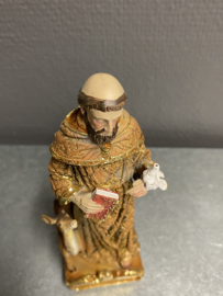 Heiligenbeeld  Franciscus van Assisi met hert, resin, 14 cm (3)