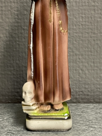 Franciscus van Assisi met kruis en vanitas, 17 cm, resin (2) (beschadigd)