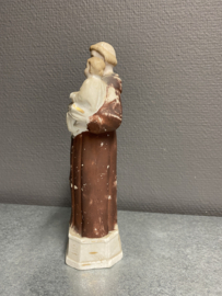Heiligenbeeld Antonius van Padua, biscuit porselein, antiek, 22 cm (4)