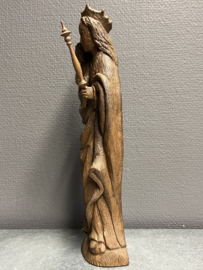 Heiligenbeeld Maria met kind, eikenhout, 32 cm (3)