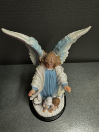 Bescherm engel met kinderen (blauw)