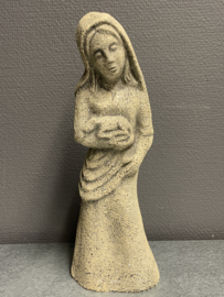 Heiligenbeeld Agnes van Rome, graniet steen 29 cm hoog (5)