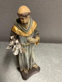 Heiligenbeeld Franciscus van Assisi met vogels 15 cm, resin (10)