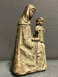 Heiligenbeeld Maria met kind (Tronende Madonna), gips, 18 cm (2)