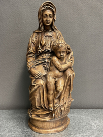 Heiligenbeeld Maria met kind, tronende Maria, gips, 40 cm (9)