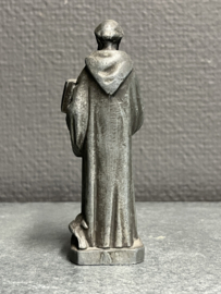 Heiligenbeeld Benedictus van Nursia, Tin, 10 cm (3)