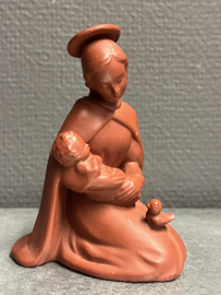 Heiligenbeeld Maria met kind en vogel, Hummel (HX237/A 1952), 10 cm terracotta (11)