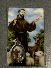 Devotiemedaille Franciscus van Assisi inclusief bidprentje, 2.5 CM