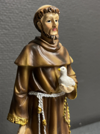 Heiligenbeeld Franciscus van Assisi met wolf, schaap en vogel