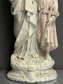 Heiligenbeeld Jozef met kind ,44 cm, gips, 1900. (10)