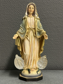 Heiligenbeeld Maria wonderdadige met medailles, 20 cm hoog, resin (3)