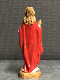 Heiligenbeeld Jezus Heilig Hart ,12 cm, rubber,  jaren '50 (5)